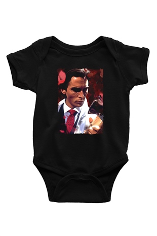 American Psycho Baskılı Unisex Siyah Bebek Body - Zıbın