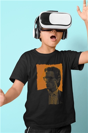 American Psycho Baskılı Unisex Siyah Çocuk Tişört - Tshirt
