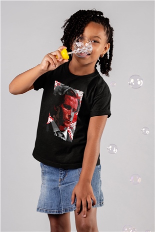 American Psycho Baskılı Unisex Siyah Çocuk Tişört - Tshirt
