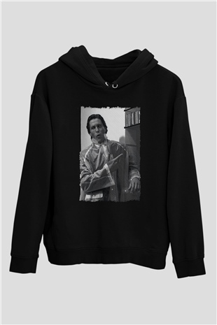 American Psycho Baskılı Unisex Siyah Hoodie