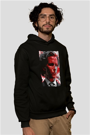American Psycho Baskılı Unisex Siyah Hoodie
