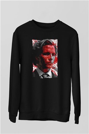 American Psycho Baskılı Unisex Siyah Sweatshirt