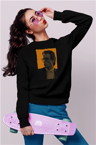 American Psycho Baskılı Unisex Siyah Sweatshirt