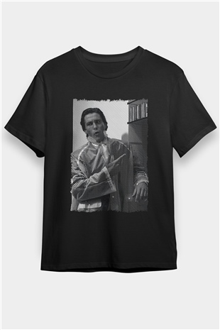 American Psycho Baskılı Unisex Siyah Tişört - Tshirt