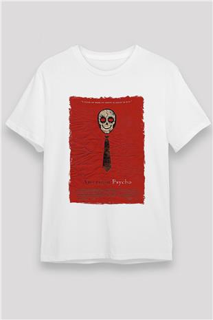American Psycho Unisex Baskılı Beyaz Tişört - Tshirt