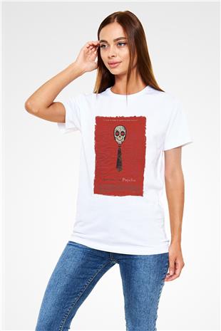 American Psycho Unisex Baskılı Beyaz Tişört - Tshirt
