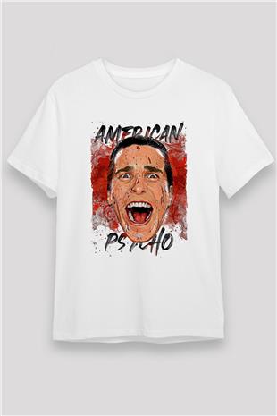 American Psycho Unisex Baskılı Beyaz Tişört - Tshirt