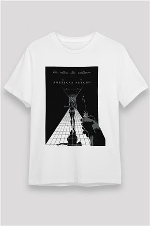 American Psycho Unisex Baskılı Beyaz Tişört - Tshirt