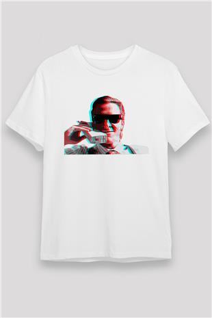 American Psycho Unisex Baskılı Beyaz Tişört - Tshirt