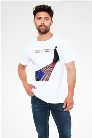 American Psycho Unisex Baskılı Beyaz Tişört - Tshirt