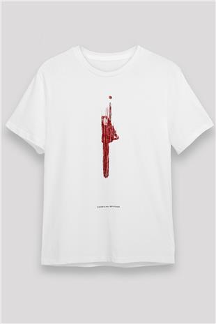 American Psycho Unisex Baskılı Beyaz Tişört - Tshirt