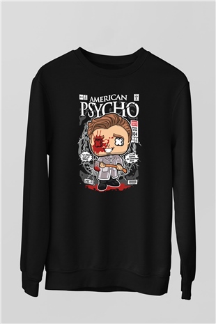 American Psyco Baskılı Unisex Siyah Sweatshirt
