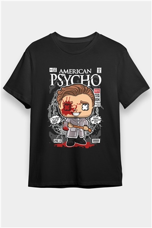 American Psyco Baskılı Unisex Siyah Tişört