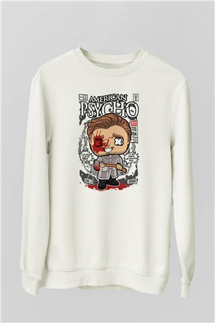 American Psyco Patrick Baskılı Unisex Beyaz Sweatshirt