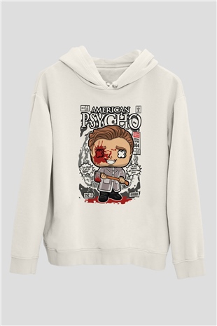 American Psyco Patrick Baskılı Unisex Beyaz Hoodie