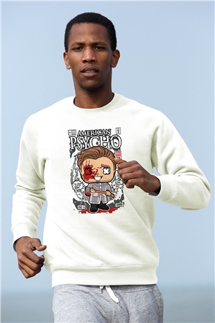American Psyco Patrick Baskılı Unisex Beyaz Sweatshirt