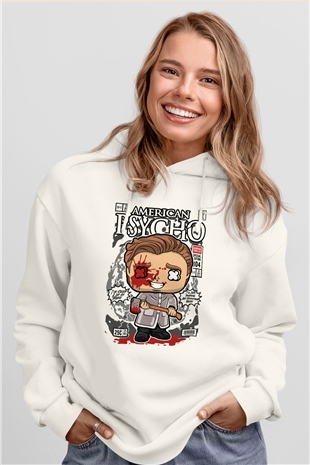 American Psyco Patrick Baskılı Unisex Beyaz Hoodie