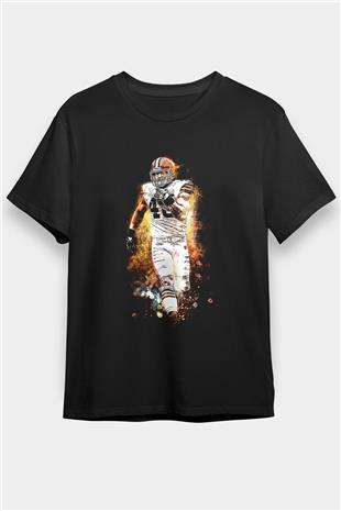 Amerikan Futbolu - American Football Baskılı Unisex Siyah Tişört - Tshirt