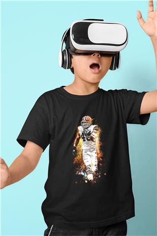 Amerikan Futbolu - American Football Baskılı Unisex Siyah Çocuk Tİşörtü - Tshirt