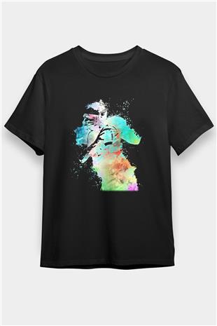 Amerikan Futbolu - American Football Baskılı Unisex Siyah Tişört - Tshirt