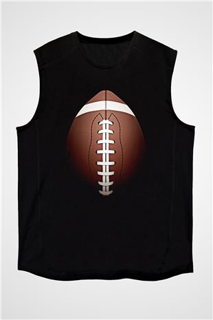 Amerikan Futbolu - American Football Baskılı Unisex Siyah Kolsuz Tişört