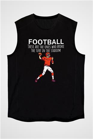 Amerikan Futbolu - American Football Baskılı Unisex Siyah Kolsuz Tişört