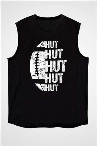 Amerikan Futbolu - American Football Baskılı Unisex Siyah Kolsuz Tişört