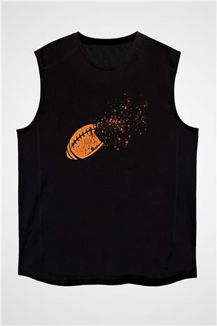 Amerikan Futbolu - American Football Baskılı Unisex Siyah Kolsuz Tişört