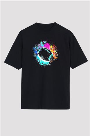 Amerikan Futbolu - American Football Baskılı Unisex Siyah Oversize Tişört