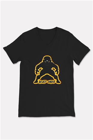 Amerikan Futbolu - American Football Baskılı Unisex Siyah V Yaka Tişört
