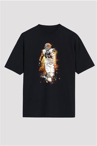 Amerikan Futbolu - American Football Baskılı Unisex Siyah Oversize Tişört