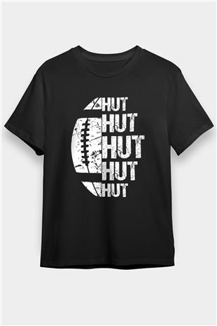 Amerikan Futbolu - American Football Baskılı Unisex Siyah Tişört - Tshirt