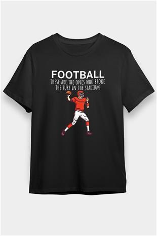 Amerikan Futbolu - American Football Baskılı Unisex Siyah Tişört - Tshirt