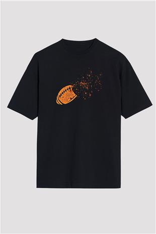 Amerikan Futbolu - American Football Baskılı Unisex Siyah Oversize Tişört
