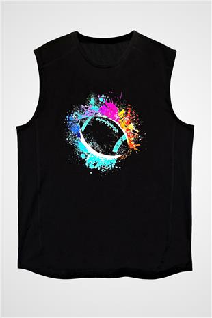 Amerikan Futbolu - American Football Baskılı Unisex Siyah Kolsuz Tişört