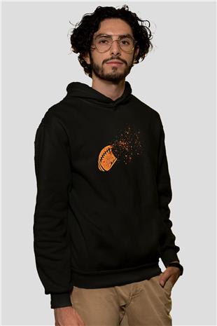 Amerikan Futbolu - American Football Baskılı Unisex Siyah Hoodie