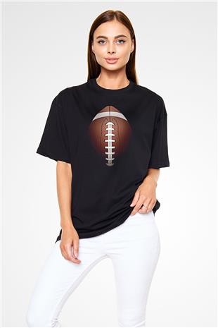 Amerikan Futbolu - American Football Baskılı Unisex Siyah Oversize Tişört