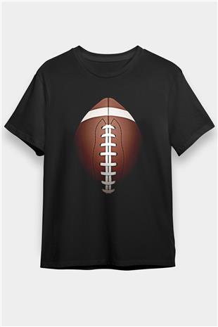 Amerikan Futbolu - American Football Baskılı Unisex Siyah Tişört - Tshirt