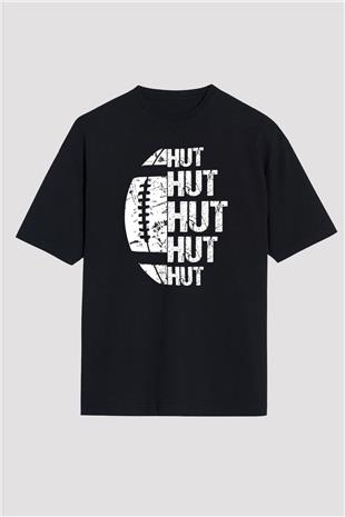 Amerikan Futbolu - American Football Baskılı Unisex Siyah Oversize Tişört