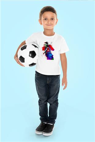 Amerikan Futbolu Baskılı Unisex Beyaz Çocuk Tişört - Tshirt