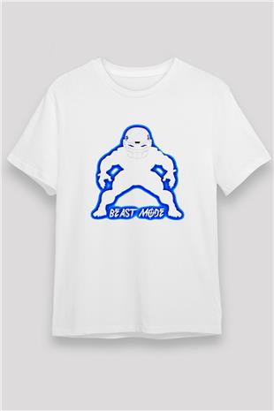 Amerikan Futbolu Baskılı Unisex Beyaz Tişört - Tshirt