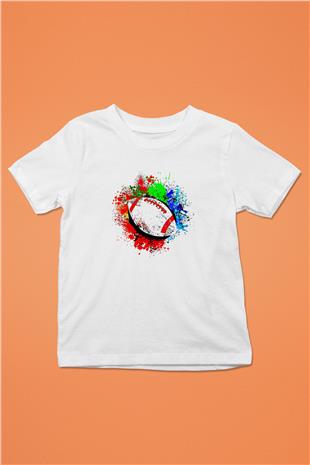 Amerikan Futbolu Baskılı Unisex Beyaz Çocuk Tişört - Tshirt