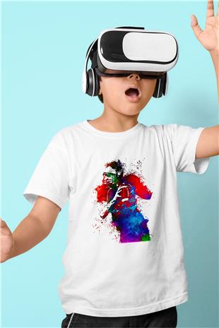 Amerikan Futbolu Baskılı Unisex Beyaz Çocuk Tişört - Tshirt