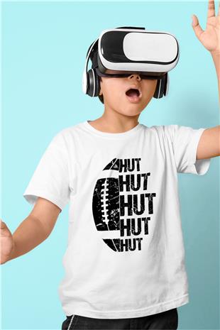 Amerikan Futbolu Baskılı Unisex Beyaz Çocuk Tişört - Tshirt