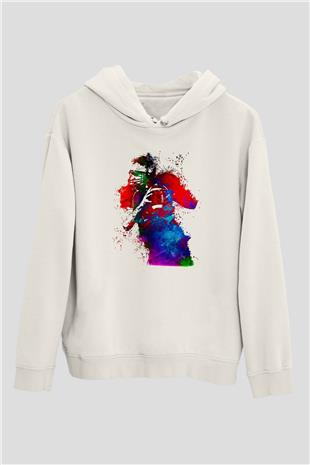 Amerikan Futbolu Baskılı Unisex Ekru Hoodie