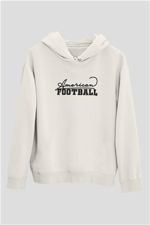 Amerikan Futbolu Baskılı Unisex Ekru Hoodie