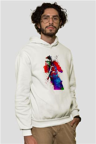 Amerikan Futbolu Baskılı Unisex Ekru Hoodie