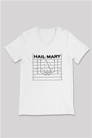 Amerikan Futbolu Baskılı Unisex V Yaka Tişört - Tshirt