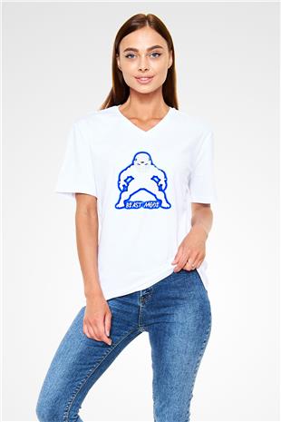 Amerikan Futbolu Baskılı Unisex V Yaka Tişört - Tshirt