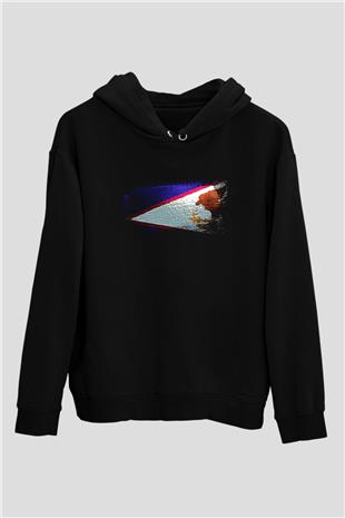 Amerikan Samoası - American Samoa Bayrağı Baskılı Unisex Siyah Hoodie